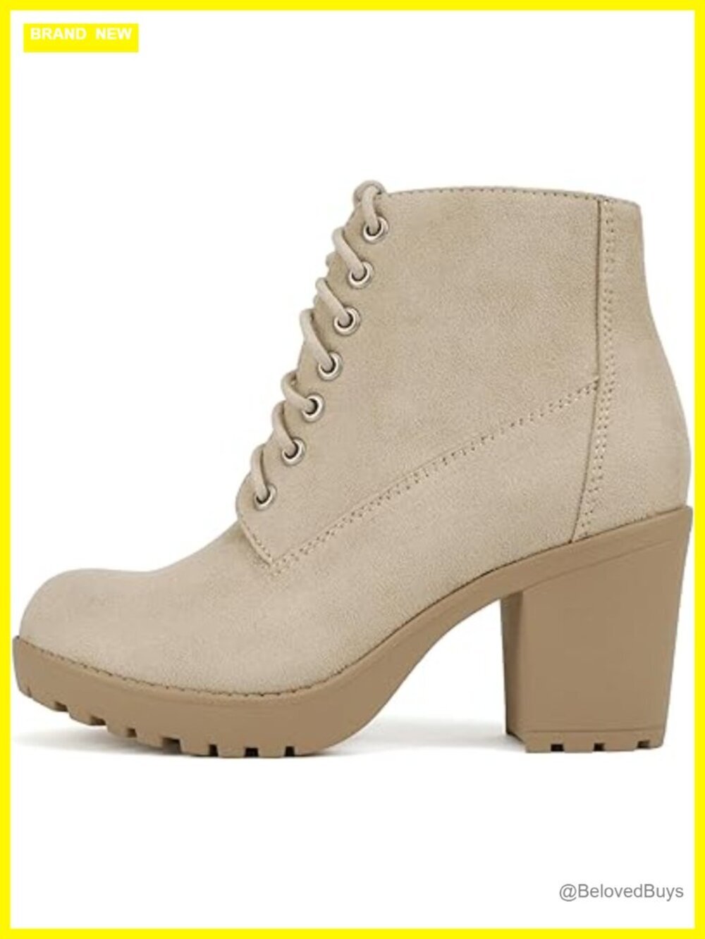 Second Lug Sole Chunky Heel Combat Ankle Bootie Lace Up Side Zipper